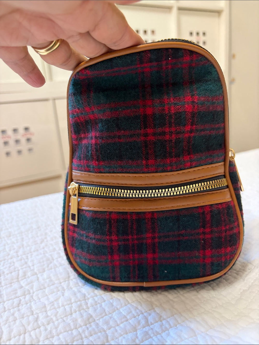NWT Tommy Bahama Fall Plaid Mini Backpack Tartan Red‎ Green Holiday